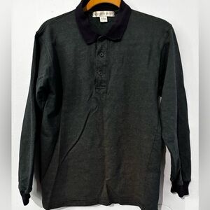 Green Long Sleeve Polo Shirt Relaxed Fit